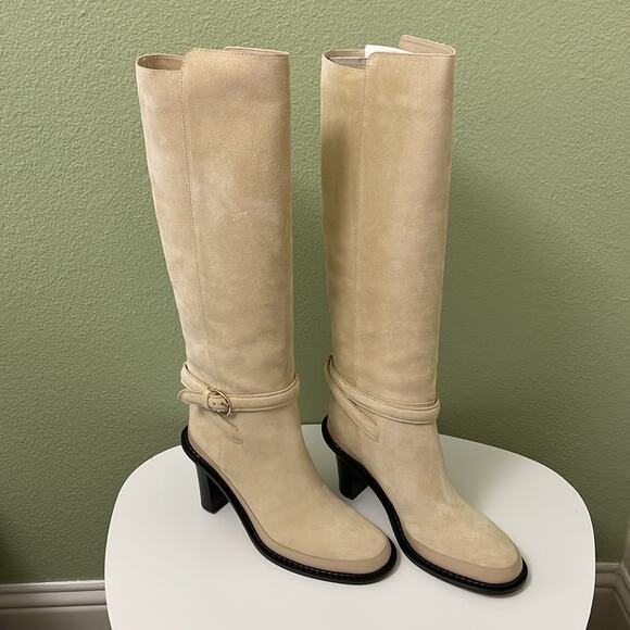 Ulla Johnson Devon Knee High Boot Color Powder US 10 EU 40 Gold Buckle Leather - Picture 2 of 16
